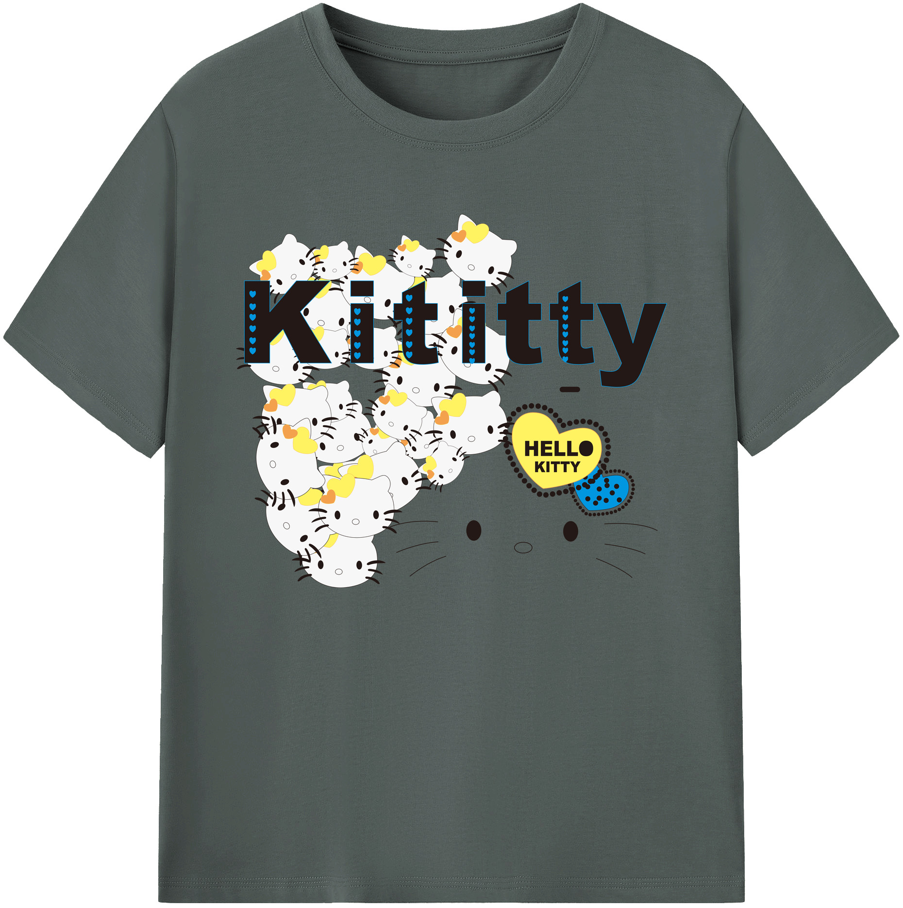（画像用） Hello Kitty ハローキティ 綿100％ メンズ半袖Tシャツ｜肌触りやわらか＆通気性